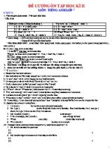 Đề cương ôn tập học kì II môn Tiếng Anh Khối 7